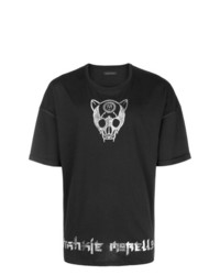 schwarzes bedrucktes T-Shirt mit einem Rundhalsausschnitt von Frankie Morello