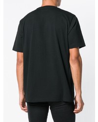 schwarzes bedrucktes T-Shirt mit einem Rundhalsausschnitt von Diesel