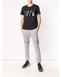 schwarzes bedrucktes T-Shirt mit einem Rundhalsausschnitt von Balmain