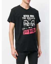 schwarzes bedrucktes T-Shirt mit einem Rundhalsausschnitt von Boy London