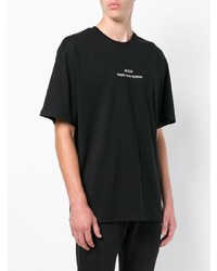 schwarzes bedrucktes T-Shirt mit einem Rundhalsausschnitt von MSGM