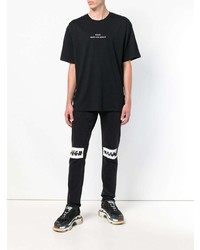 schwarzes bedrucktes T-Shirt mit einem Rundhalsausschnitt von MSGM