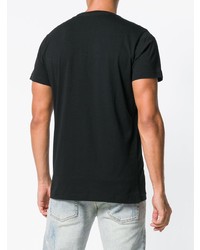 schwarzes bedrucktes T-Shirt mit einem Rundhalsausschnitt von Diesel