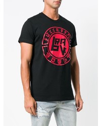 schwarzes bedrucktes T-Shirt mit einem Rundhalsausschnitt von Diesel