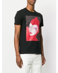 schwarzes bedrucktes T-Shirt mit einem Rundhalsausschnitt von Stella McCartney