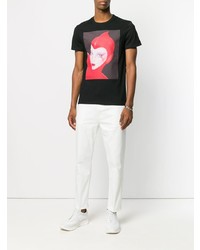 schwarzes bedrucktes T-Shirt mit einem Rundhalsausschnitt von Stella McCartney