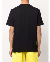 schwarzes bedrucktes T-Shirt mit einem Rundhalsausschnitt von MSGM