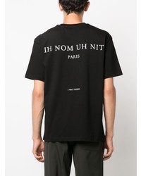 schwarzes bedrucktes T-Shirt mit einem Rundhalsausschnitt von Ih Nom Uh Nit