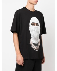 schwarzes bedrucktes T-Shirt mit einem Rundhalsausschnitt von Ih Nom Uh Nit