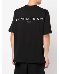 schwarzes bedrucktes T-Shirt mit einem Rundhalsausschnitt von Ih Nom Uh Nit