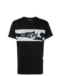 schwarzes bedrucktes T-Shirt mit einem Rundhalsausschnitt von G-Star Raw Research