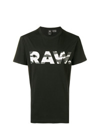 schwarzes bedrucktes T-Shirt mit einem Rundhalsausschnitt von G-Star Raw Research