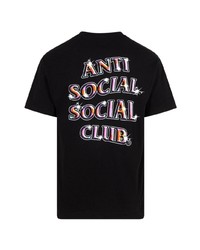 schwarzes bedrucktes T-Shirt mit einem Rundhalsausschnitt von Anti Social Social Club