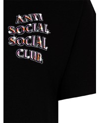 schwarzes bedrucktes T-Shirt mit einem Rundhalsausschnitt von Anti Social Social Club