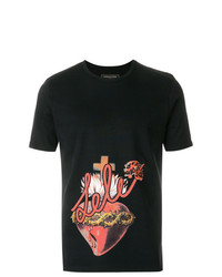 schwarzes bedrucktes T-Shirt mit einem Rundhalsausschnitt von Gabriele Pasini