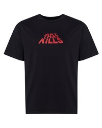 schwarzes bedrucktes T-Shirt mit einem Rundhalsausschnitt von GALLERY DEPARTMENT