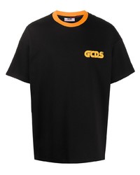 schwarzes bedrucktes T-Shirt mit einem Rundhalsausschnitt von Gcds