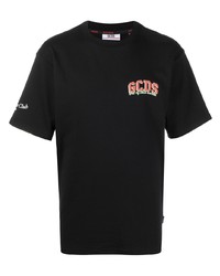 schwarzes bedrucktes T-Shirt mit einem Rundhalsausschnitt von Gcds