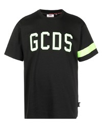 schwarzes bedrucktes T-Shirt mit einem Rundhalsausschnitt von Gcds