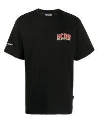 schwarzes bedrucktes T-Shirt mit einem Rundhalsausschnitt von Gcds