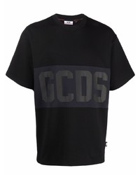 schwarzes bedrucktes T-Shirt mit einem Rundhalsausschnitt von Gcds