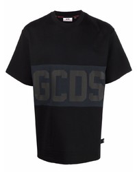 schwarzes bedrucktes T-Shirt mit einem Rundhalsausschnitt von Gcds