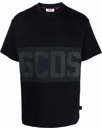 schwarzes bedrucktes T-Shirt mit einem Rundhalsausschnitt von Gcds