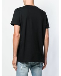 schwarzes bedrucktes T-Shirt mit einem Rundhalsausschnitt von Diesel