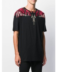 schwarzes bedrucktes T-Shirt mit einem Rundhalsausschnitt von Marcelo Burlon County of Milan