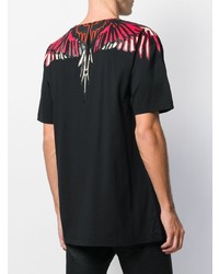 schwarzes bedrucktes T-Shirt mit einem Rundhalsausschnitt von Marcelo Burlon County of Milan