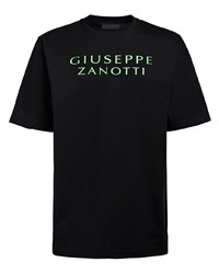 schwarzes bedrucktes T-Shirt mit einem Rundhalsausschnitt von Giuseppe Zanotti