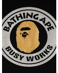 schwarzes bedrucktes T-Shirt mit einem Rundhalsausschnitt von A Bathing Ape