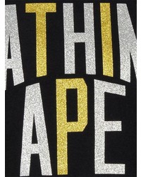 schwarzes bedrucktes T-Shirt mit einem Rundhalsausschnitt von A Bathing Ape