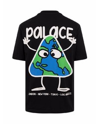 schwarzes bedrucktes T-Shirt mit einem Rundhalsausschnitt von Palace