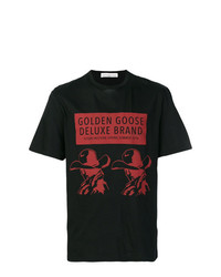 schwarzes bedrucktes T-Shirt mit einem Rundhalsausschnitt von Golden Goose Deluxe Brand