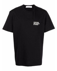 schwarzes bedrucktes T-Shirt mit einem Rundhalsausschnitt von Golden Goose
