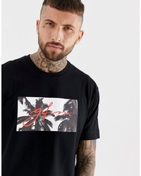 schwarzes bedrucktes T-Shirt mit einem Rundhalsausschnitt von Good For Nothing