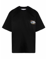 schwarzes bedrucktes T-Shirt mit einem Rundhalsausschnitt von goodboy