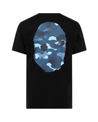 schwarzes bedrucktes T-Shirt mit einem Rundhalsausschnitt von A Bathing Ape