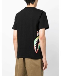 schwarzes bedrucktes T-Shirt mit einem Rundhalsausschnitt von A Bathing Ape