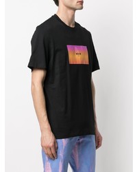 schwarzes bedrucktes T-Shirt mit einem Rundhalsausschnitt von MSGM