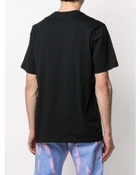 schwarzes bedrucktes T-Shirt mit einem Rundhalsausschnitt von MSGM