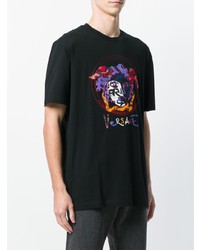 schwarzes bedrucktes T-Shirt mit einem Rundhalsausschnitt von Versace