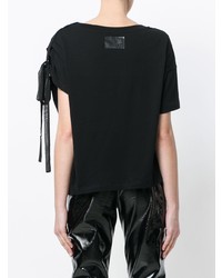 schwarzes bedrucktes T-Shirt mit einem Rundhalsausschnitt von Boutique Moschino