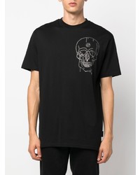 schwarzes bedrucktes T-Shirt mit einem Rundhalsausschnitt von Philipp Plein