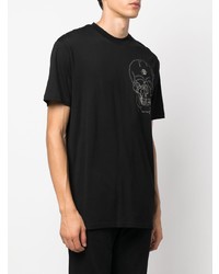 schwarzes bedrucktes T-Shirt mit einem Rundhalsausschnitt von Philipp Plein