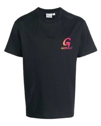 schwarzes bedrucktes T-Shirt mit einem Rundhalsausschnitt von Gramicci