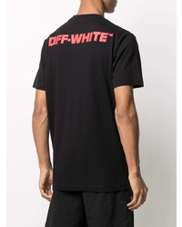 schwarzes bedrucktes T-Shirt mit einem Rundhalsausschnitt von Off-White