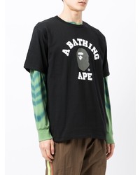 schwarzes bedrucktes T-Shirt mit einem Rundhalsausschnitt von A Bathing Ape