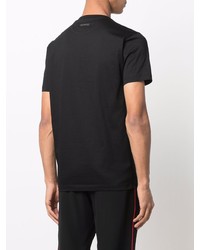 schwarzes bedrucktes T-Shirt mit einem Rundhalsausschnitt von Les Hommes